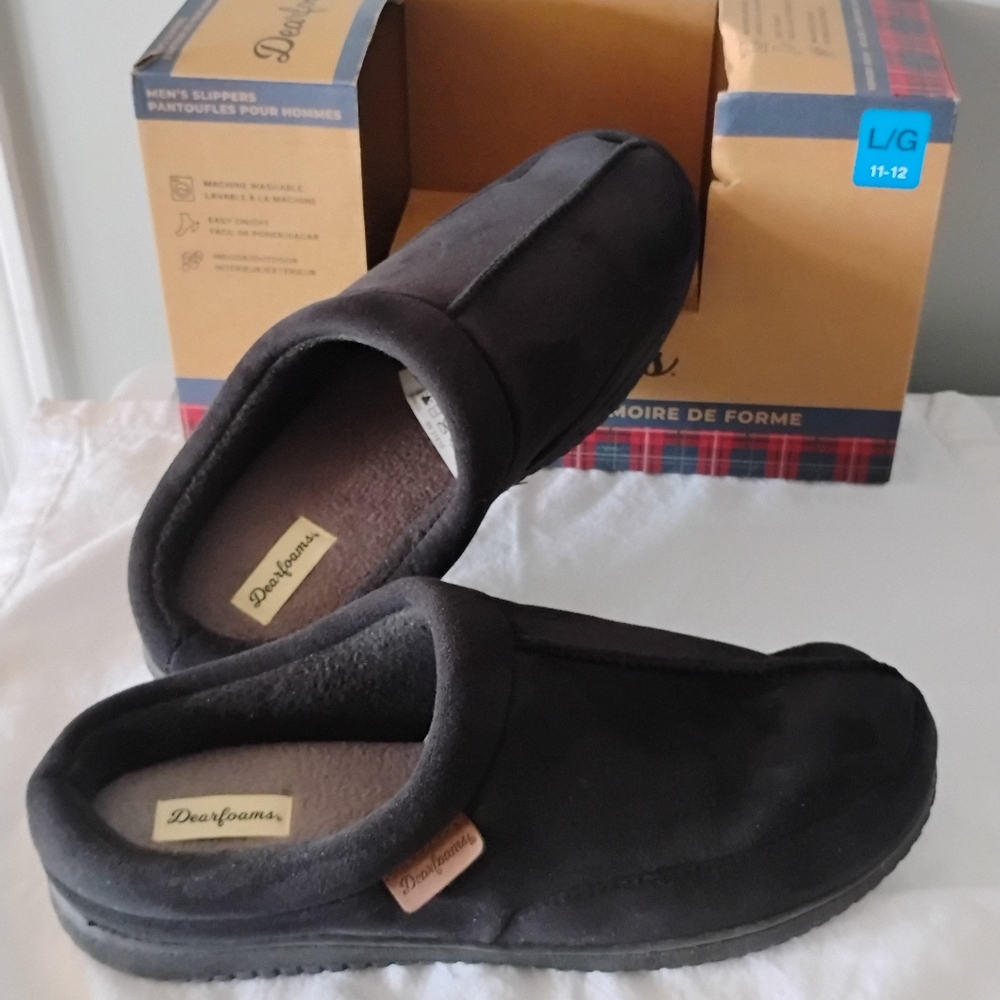 Sz L, Dearfoams Men's Indoor / Outdoor Memory Foam Slippers